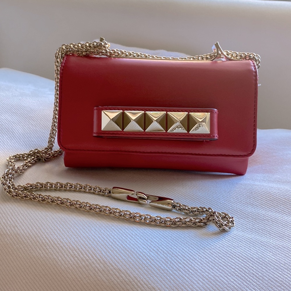 Valentino Garavani Red Rockstud Leather Bag